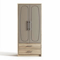 Guarda-roupa de madeira com portas cinza e duas gavetas 50 x 30 x 150cm