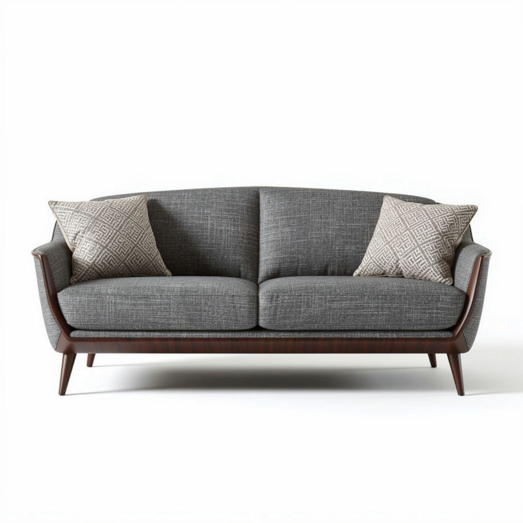 Sofá de tecido cinza com almofadas decorativas 180 x 90 x 85cm
