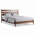 Cama de madeira escura com cabeceira moderna 200 x 160 x 100cm