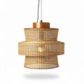 Luminária suspensa em material de rattan natural com diâmetro de 40cm